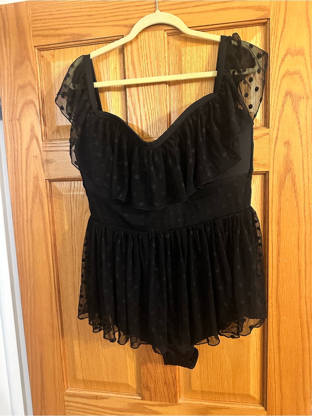 Black Polka Dot Mesh Swimsuit